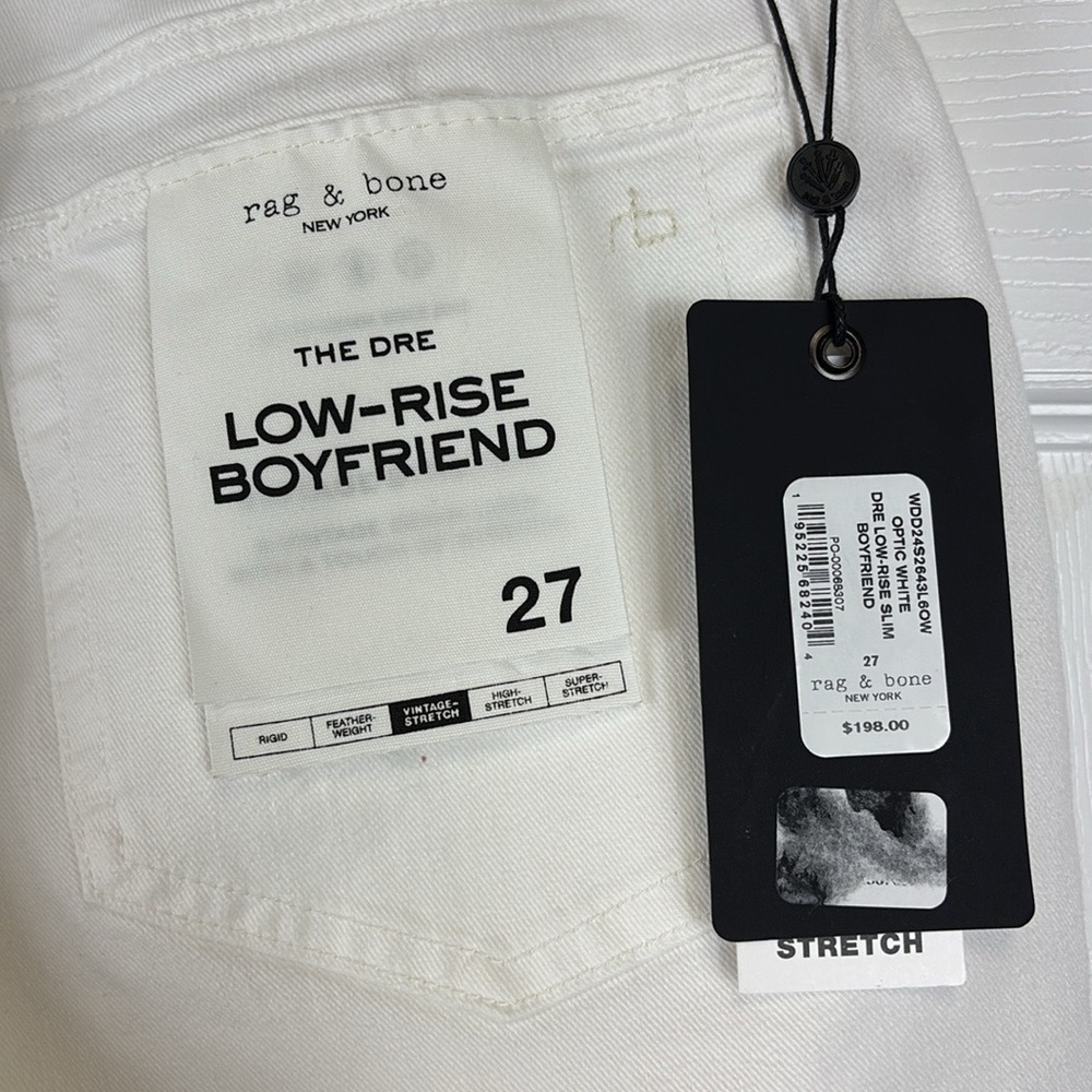 NWT Rag & Bone Dre low rise boyfriend white jeans sz 27 - Picture 13 of 14